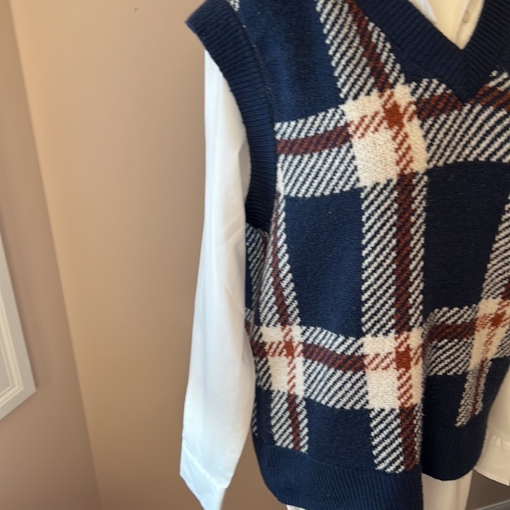 RACHEL Zoe l Plaid Vest with Long Sleeve Shirt - Picture 5 of 8